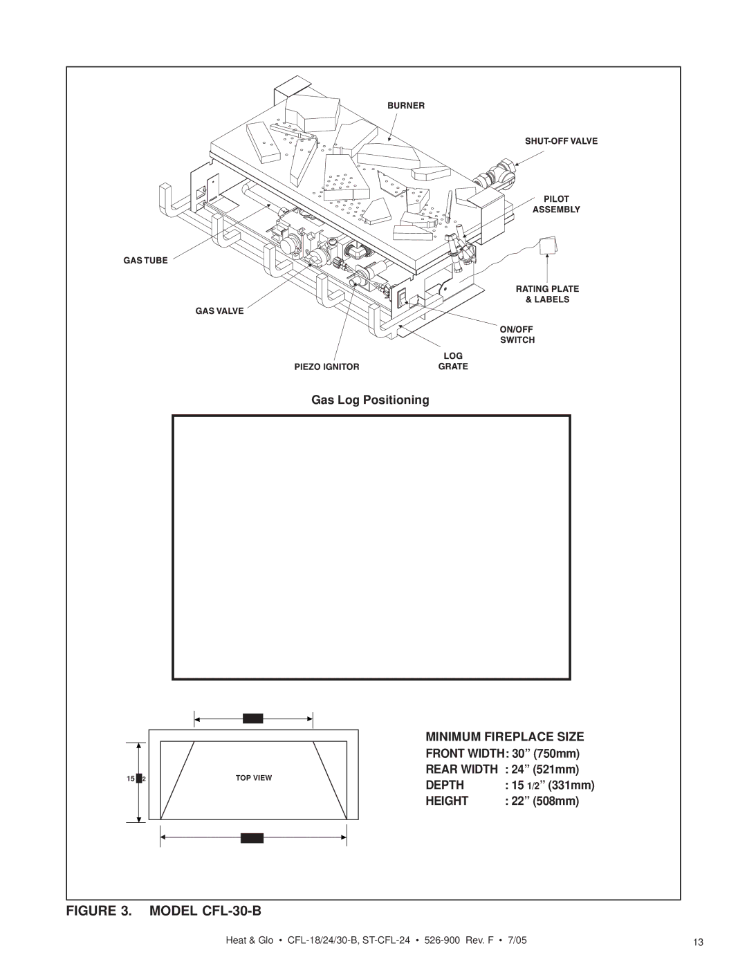 Heat & Glo LifeStyle CFL-24LP-B, CFL-30LP-B, CFL-18LP-B, ST-CFL-24LP manual Model CFL-30-B 