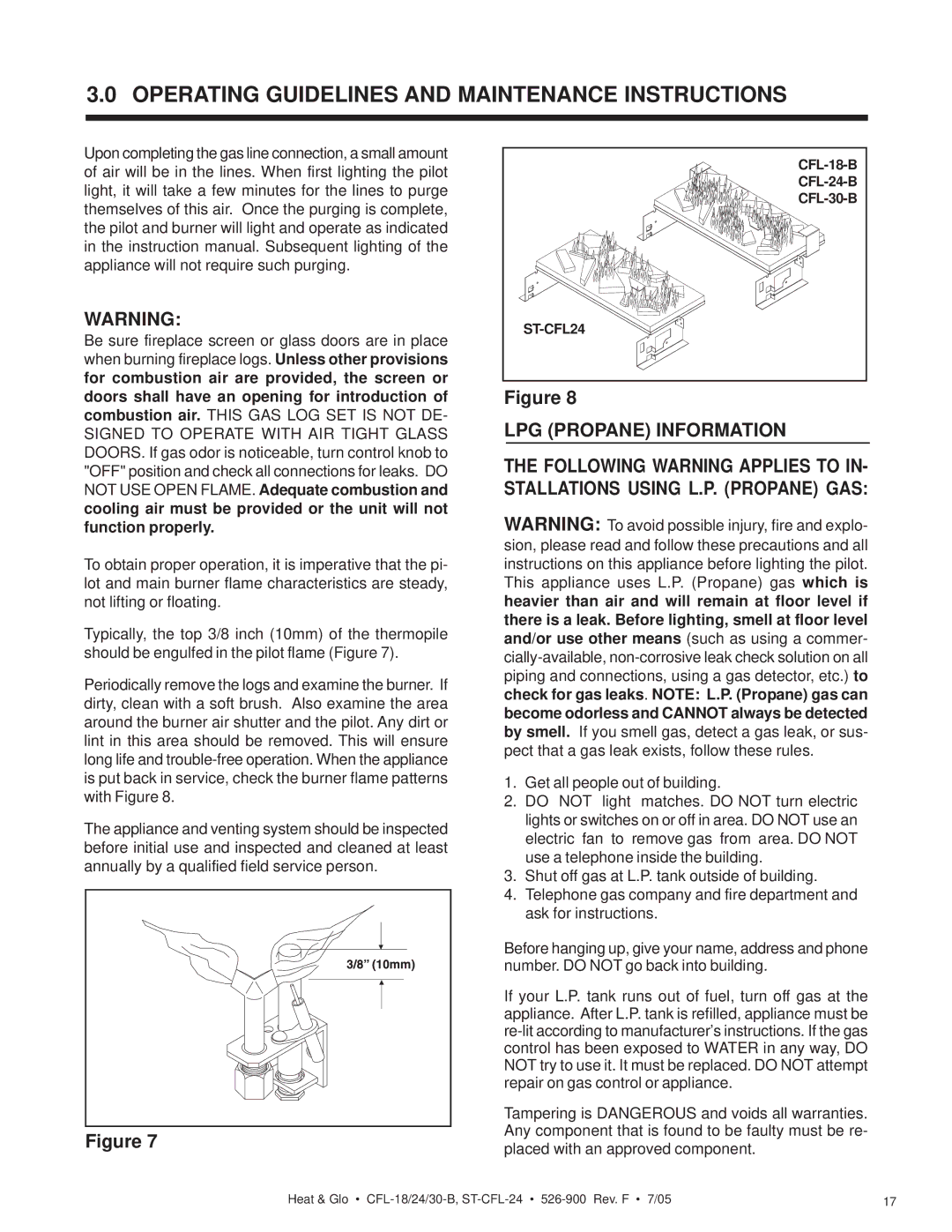 Heat & Glo LifeStyle CFL-24LP-B, CFL-30LP-B Operating Guidelines and Maintenance Instructions, LPG Propane Information 