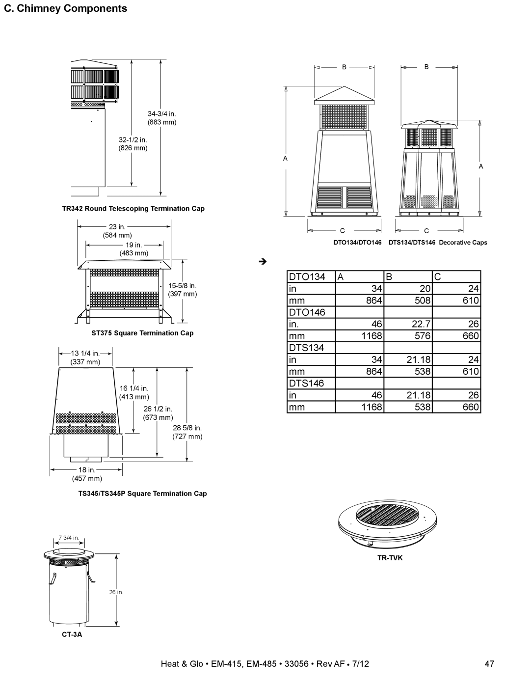 Heat & Glo LifeStyle EM-485T - 42, EM-415 - 36 owner manual DTO134 a 