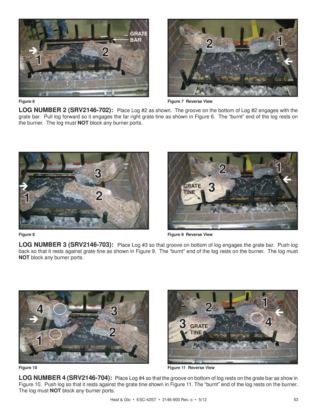 Heat & Glo LifeStyle ESC-42ST owner manual Grate BAR, Grate Tine 