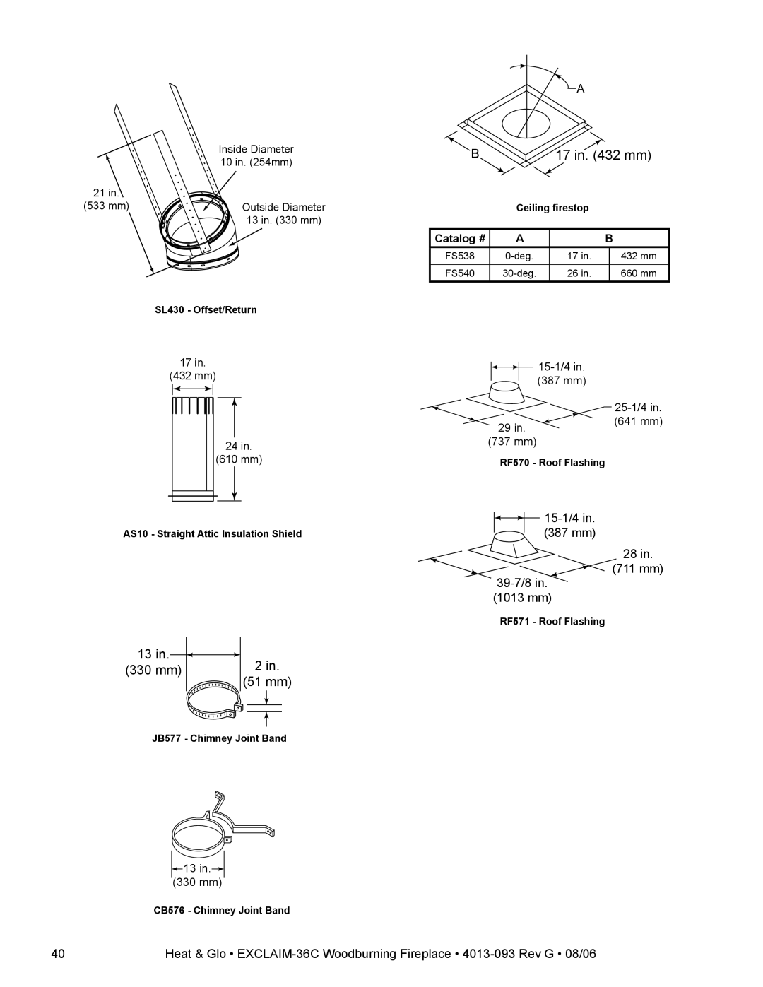 Heat & Glo LifeStyle EXCLAIM-36H-C, EXCLAIM-36T-C owner manual 330 mm 51 mm 