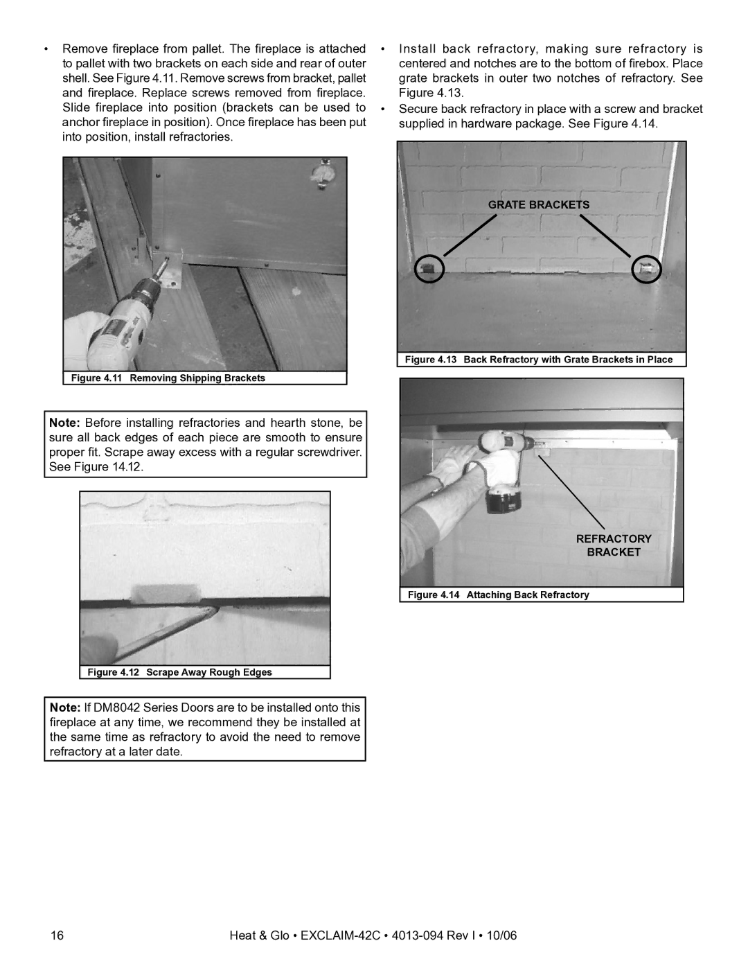 Heat & Glo LifeStyle EXCLAIM-42H-C, EXCLAIM-42T-C owner manual Grate Brackets 