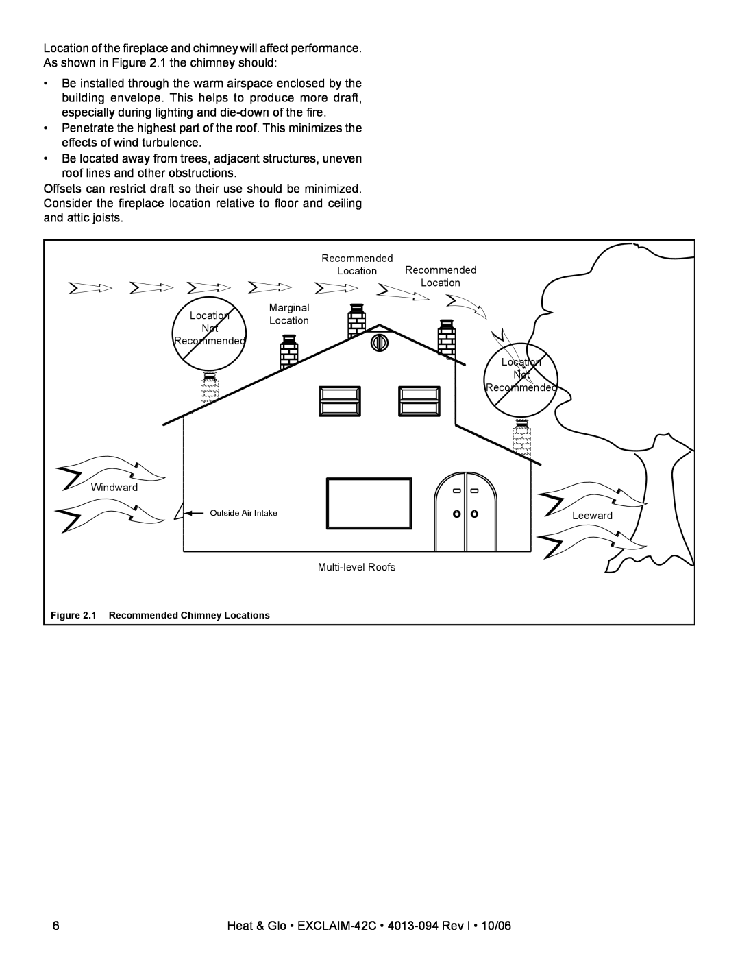 Heat & Glo LifeStyle EXCLAIM-42H-C, EXCLAIM-42T-C owner manual As shown in .1 the chimney should 