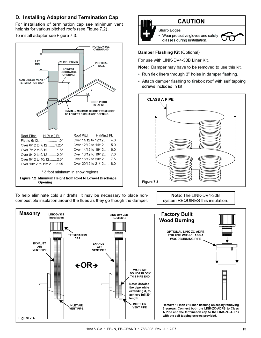 Heat & Glo LifeStyle FB-Grand Installing Adaptor and Termination Cap, Masonry, Factory Built Wood Burning, Class a Pipe 