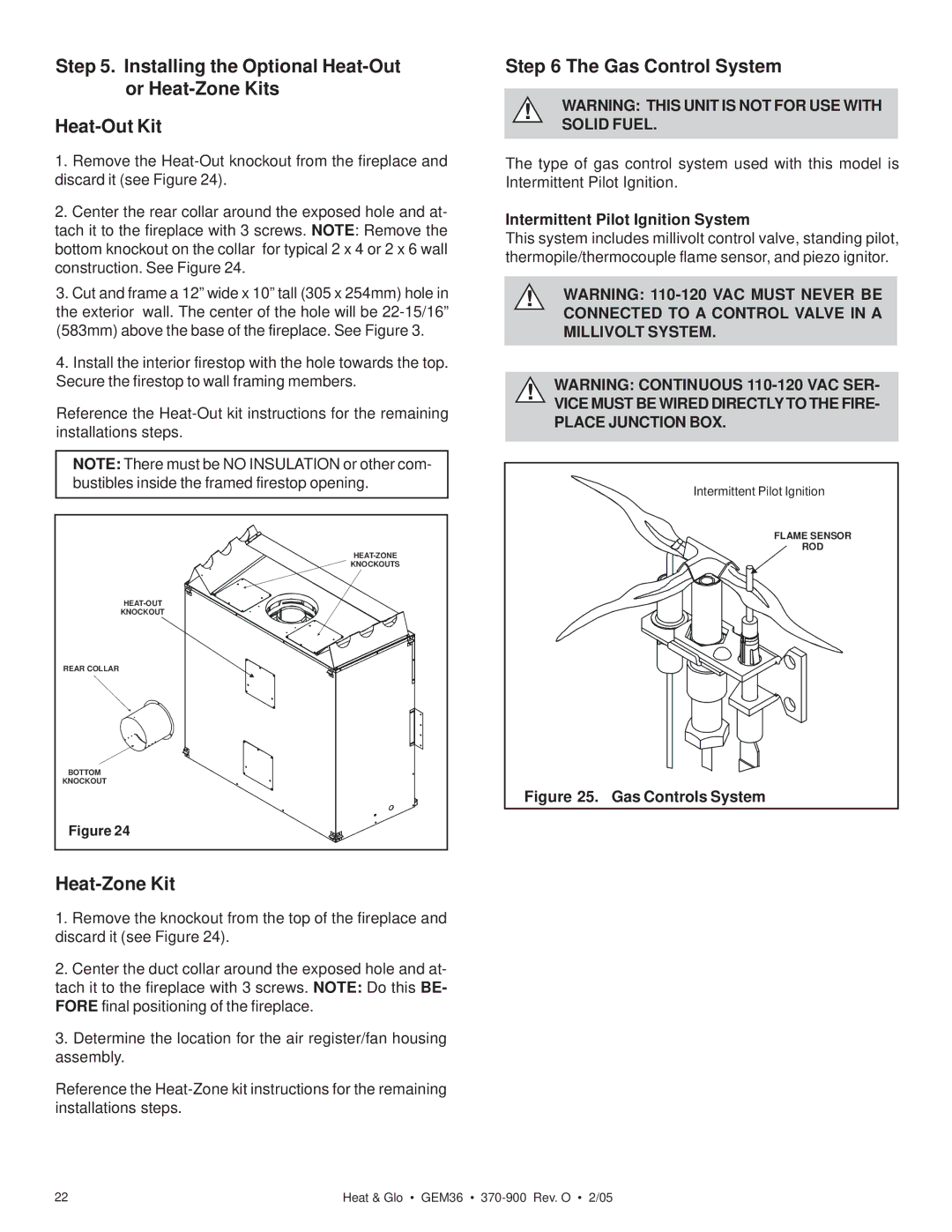 Heat & Glo LifeStyle GEM36 manual Heat-Zone Kit, Gas Control System, Intermittent Pilot Ignition System 