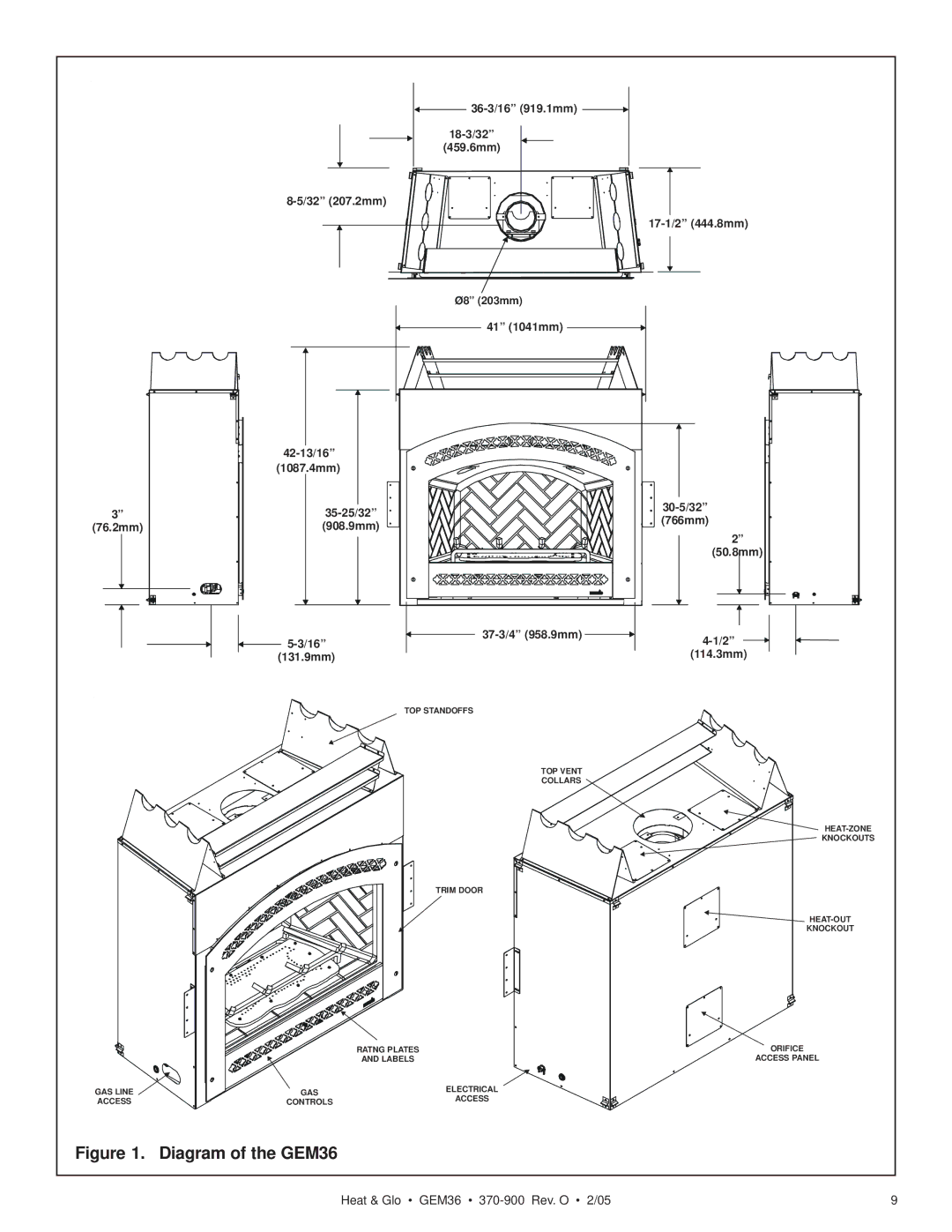 Heat & Glo LifeStyle manual Diagram of the GEM36 