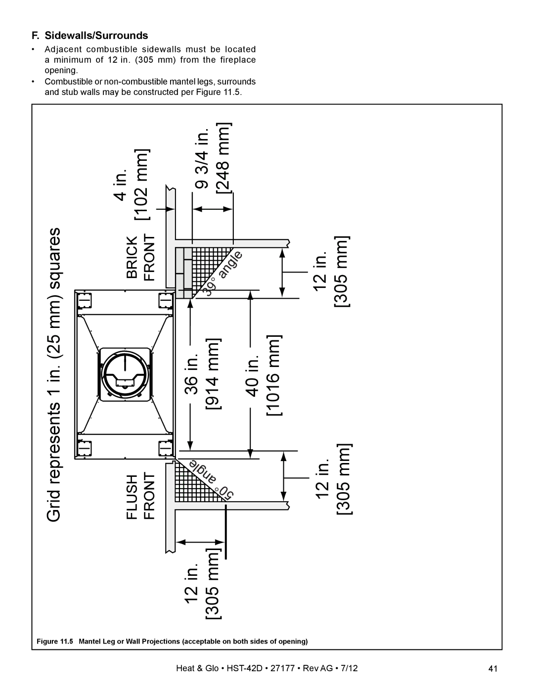 Heat & Glo LifeStyle HST-42D owner manual Mm squares 4 in mm 