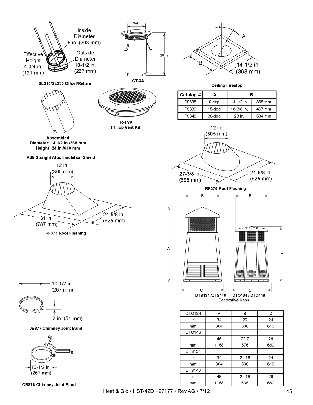 Heat & Glo LifeStyle HST-42D owner manual 14-1/2 