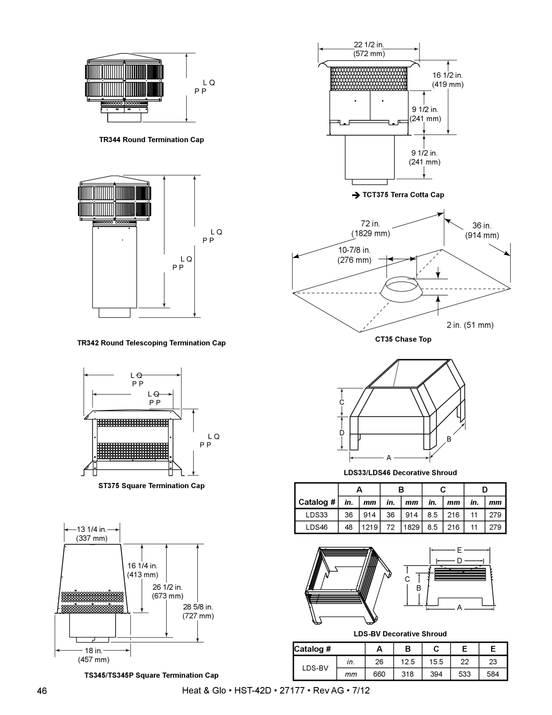 Heat & Glo LifeStyle HST-42D owner manual 10-7/8 276 mm 