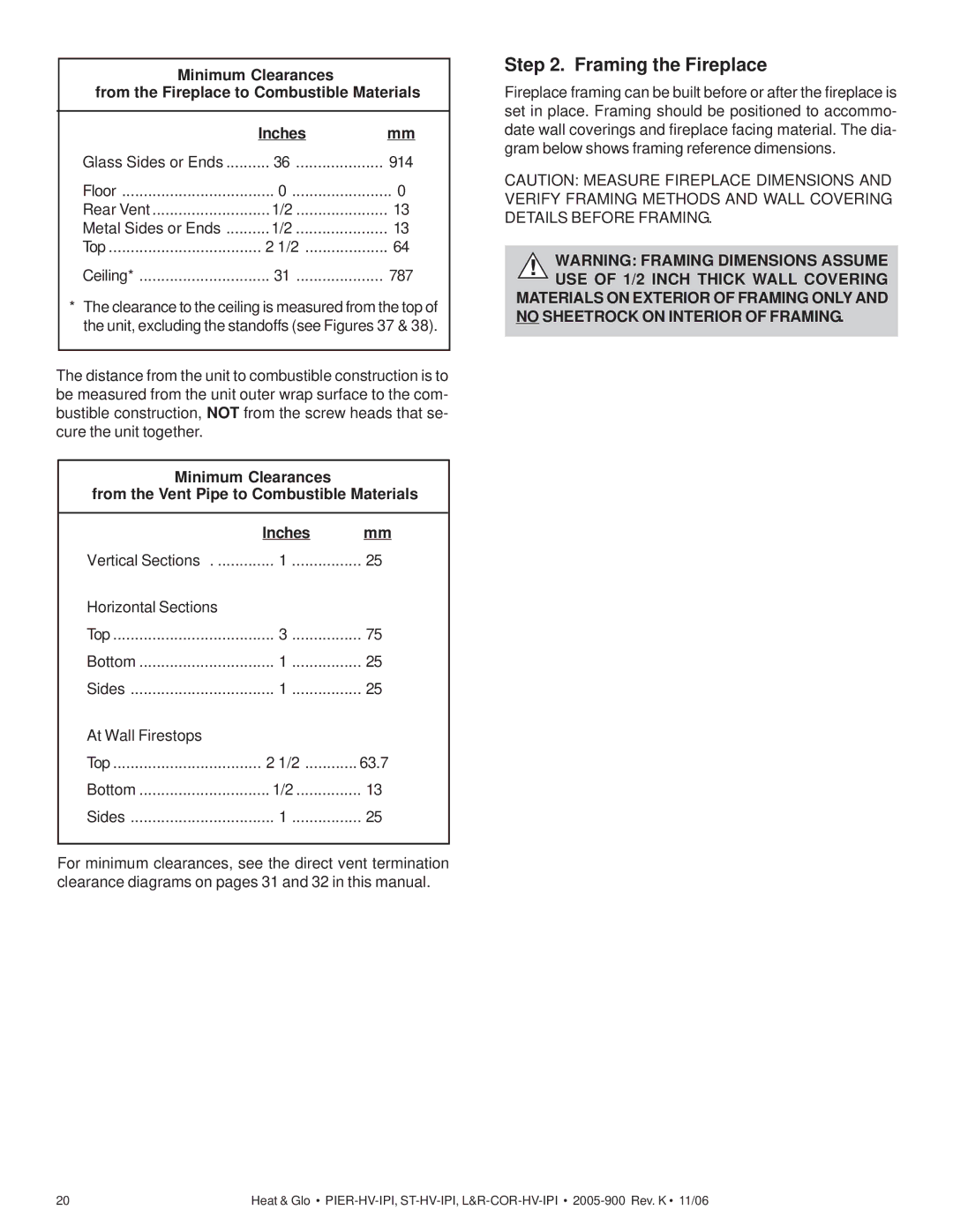Heat & Glo LifeStyle LCOR-HV-IPI, ST-HV-IPI, RCOR-HV-IPI, PIER-HV-IPI owner manual Framing the Fireplace, 787 