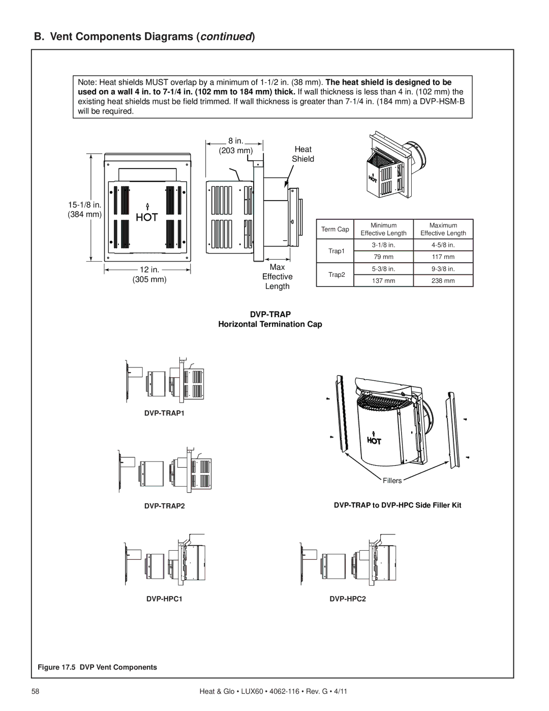 Heat & Glo LifeStyle LUX60 owner manual Dvp-Trap 