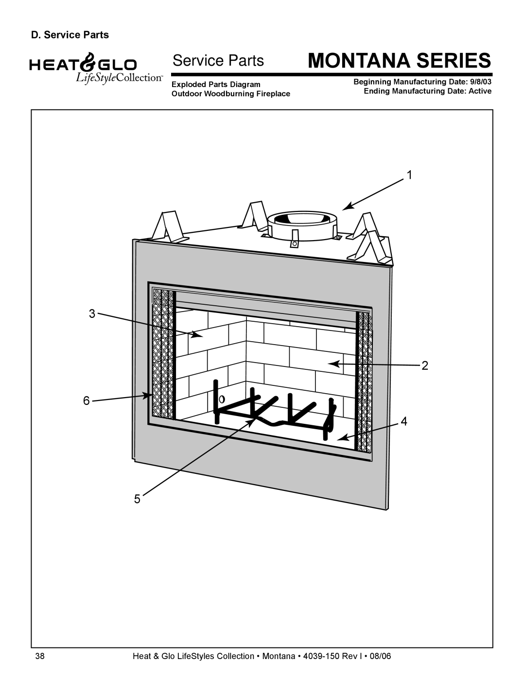 Heat & Glo LifeStyle Montana-42, Montana-36 owner manual Montana Series, Service Parts 