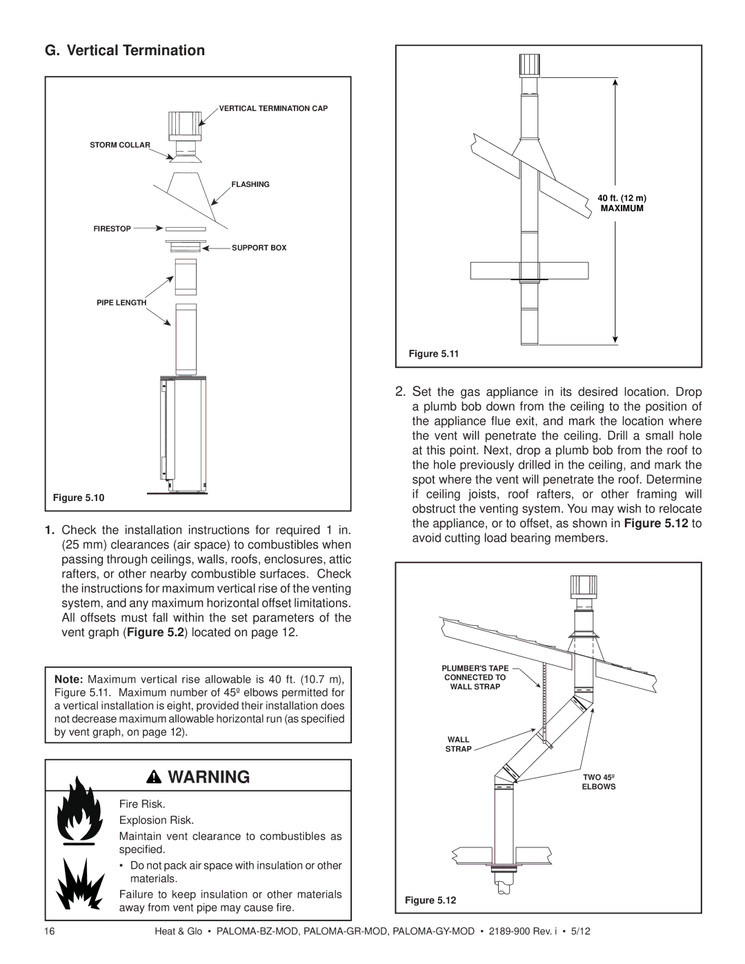 Heat & Glo LifeStyle PALOMA-BZ-MOD owner manual Vertical Termination 