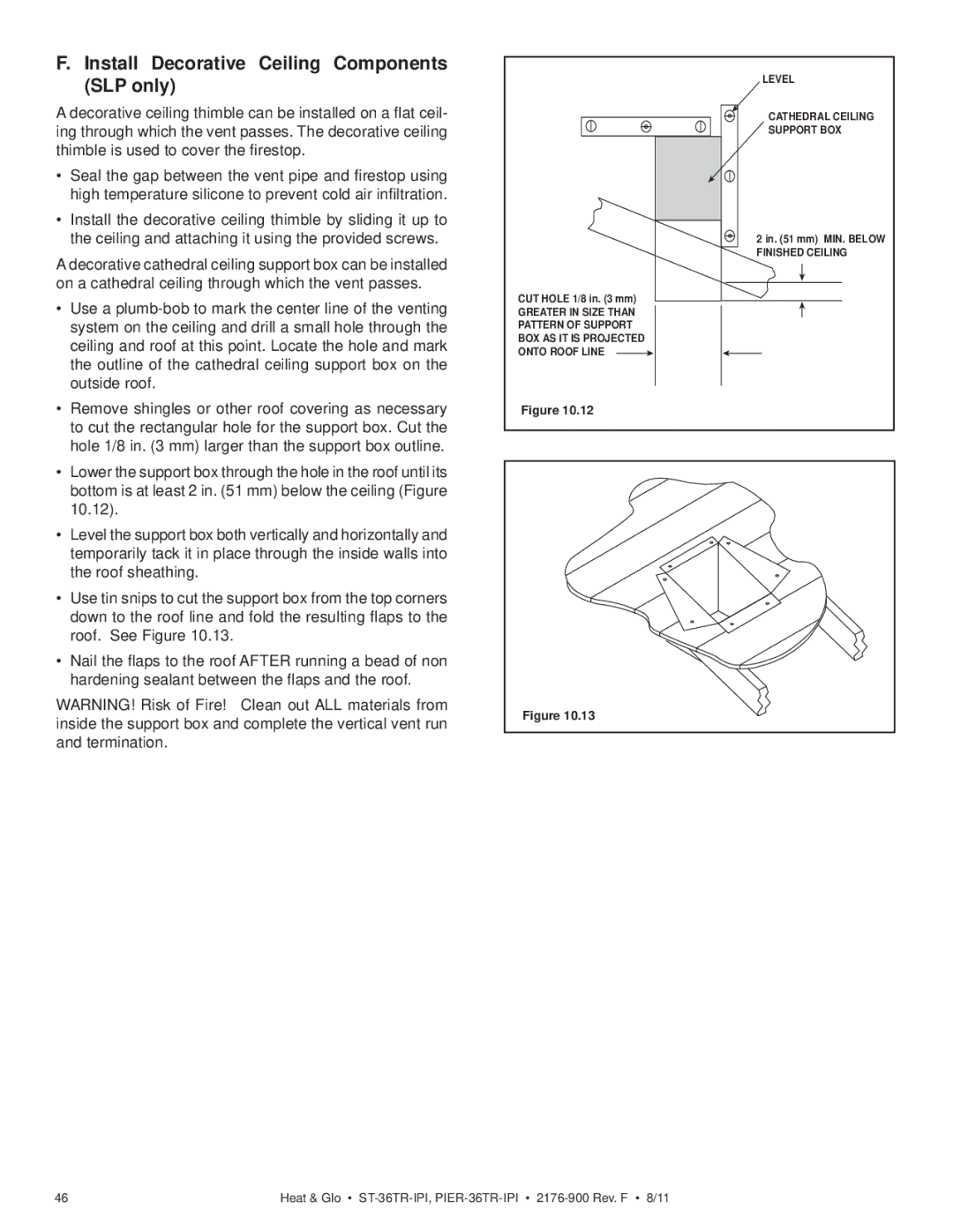 Heat & Glo LifeStyle ST-36TRLP-IPI, PIER-36TRLP-IPI, PIER-36TR-IPI Install Decorative Ceiling Components SLP only 