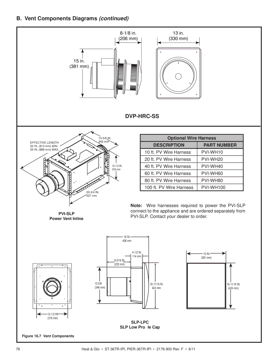 Heat & Glo LifeStyle ST-36TRLP-IPI, PIER-36TRLP-IPI, PIER-36TR-IPI, ST-36TR-IPI owner manual Dvp-Hrc-Ss, Optional Wire Harness 