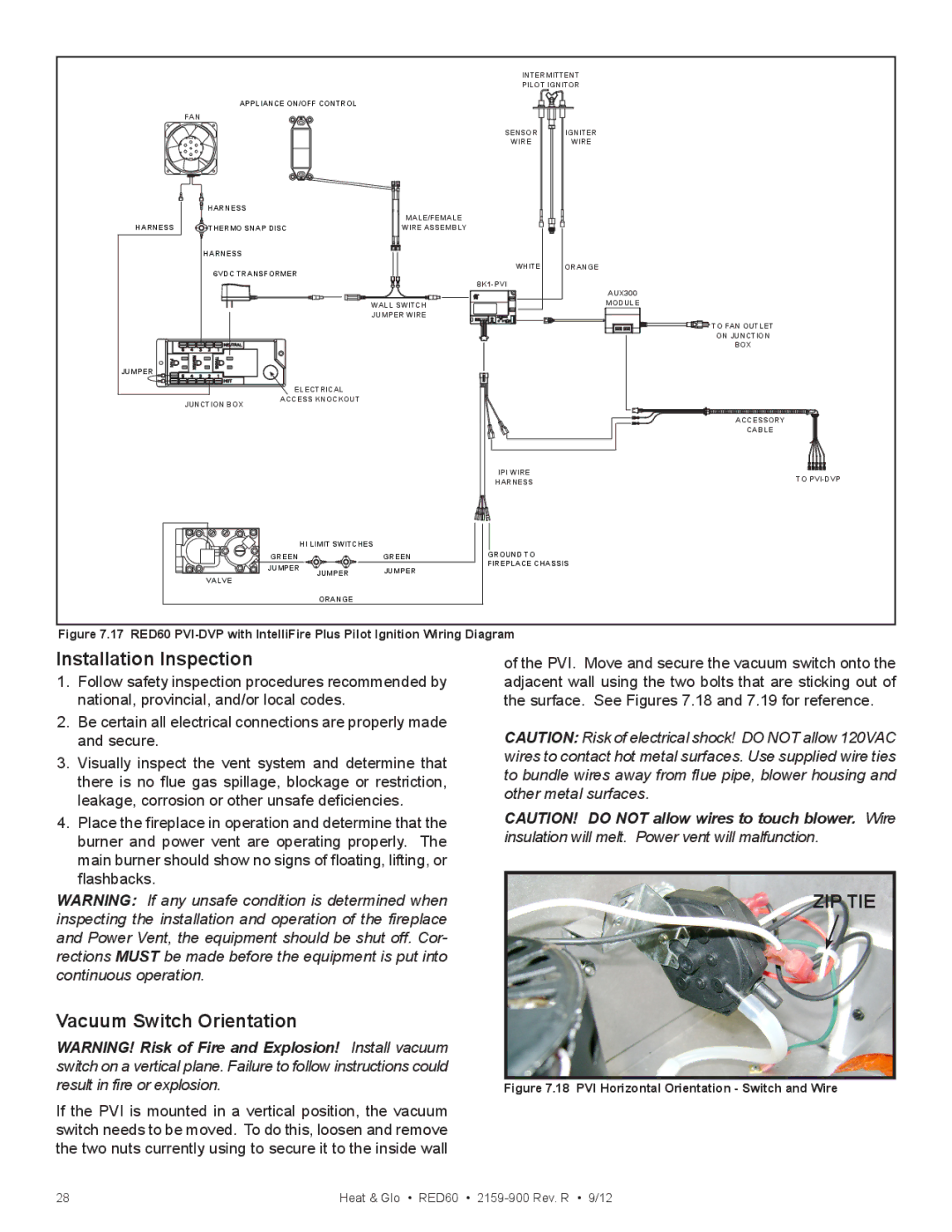 Heat & Glo LifeStyle RED60 2159-900 manual Installation Inspection, Vacuum Switch Orientation 