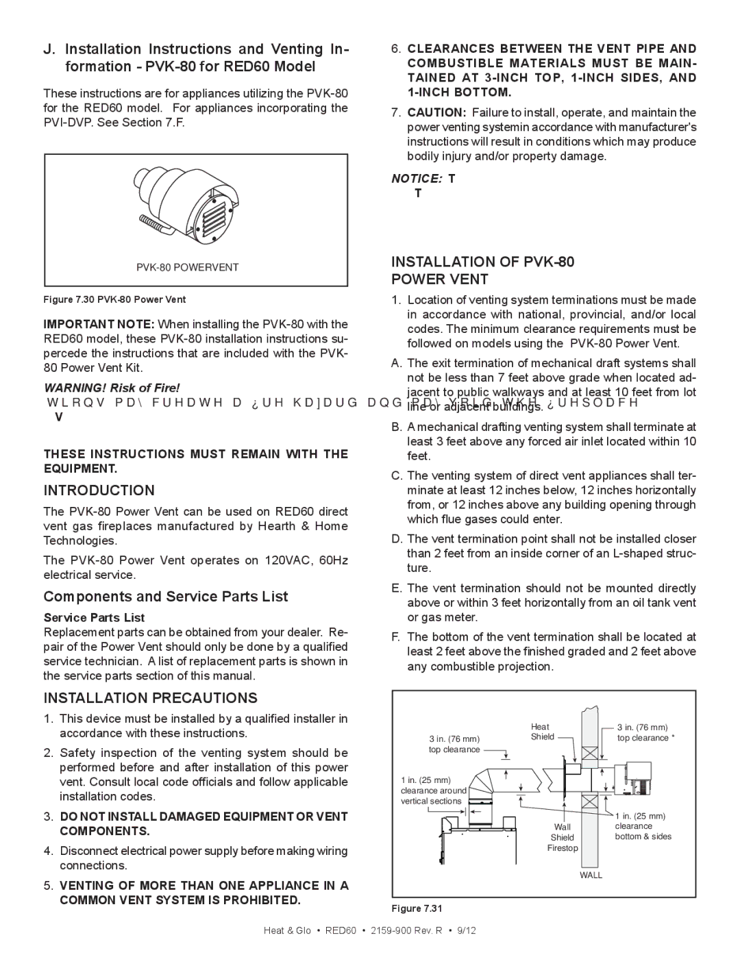 Heat & Glo LifeStyle RED60 2159-900 manual These Instructions Must Remain with the Equipment, Components 