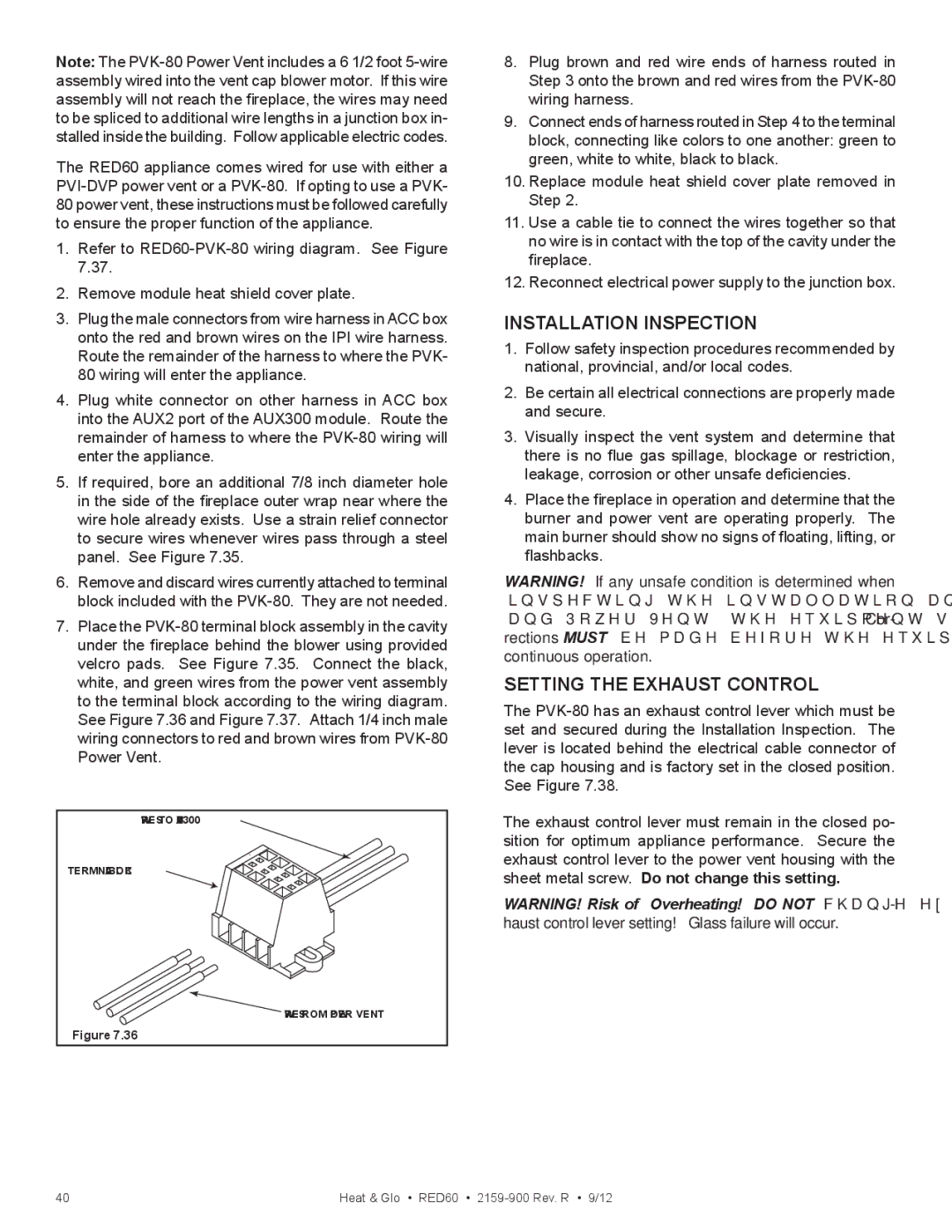 Heat & Glo LifeStyle RED60 2159-900 manual Installation Inspection 