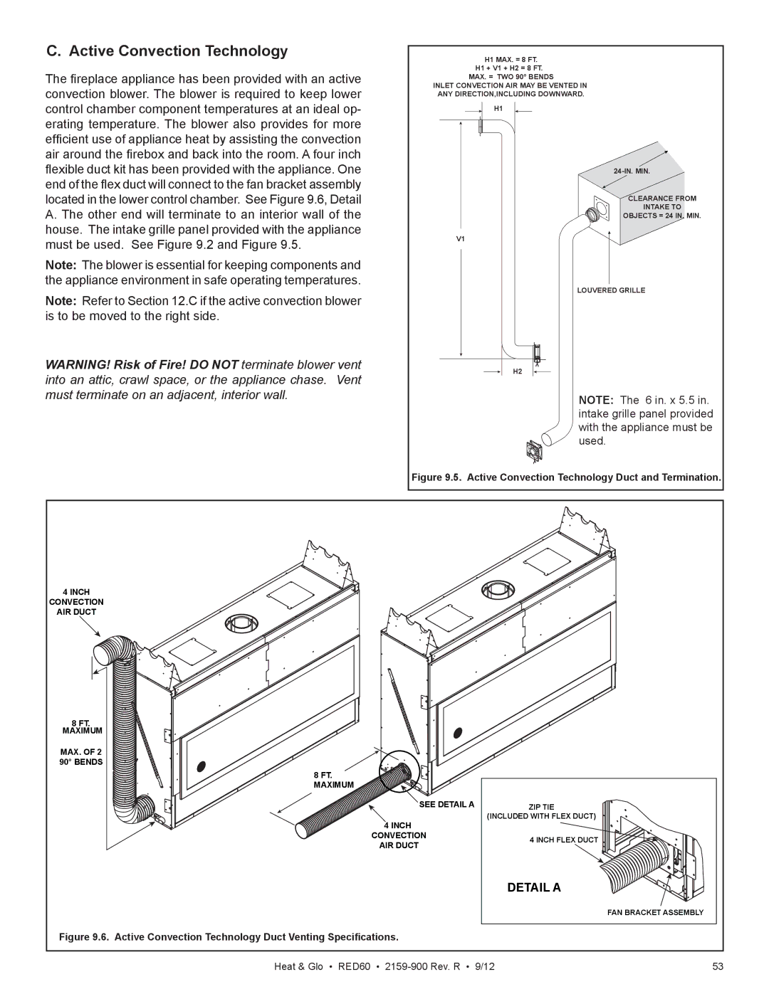 Heat & Glo LifeStyle RED60 2159-900 manual Active Convection Technology, Detail a 