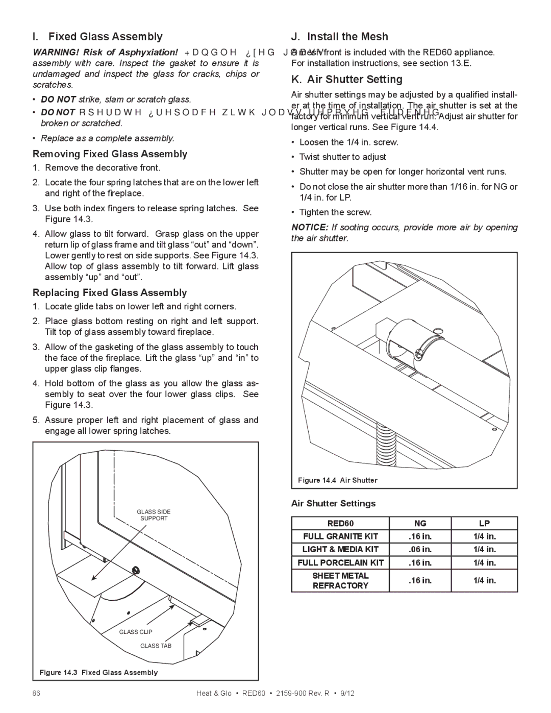 Heat & Glo LifeStyle RED60 2159-900 manual Install the Mesh, Air Shutter Settings 