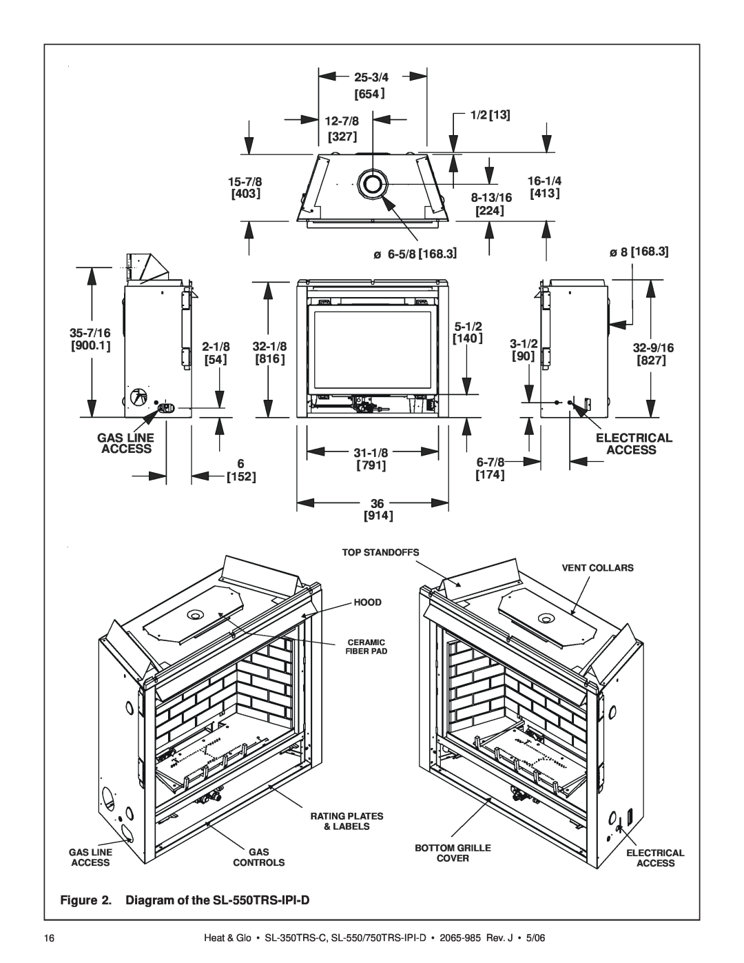 Heat & Glo LifeStyle SL-750TRS-IPI-D owner manual Diagram of the SL-550TRS-IPI-D 