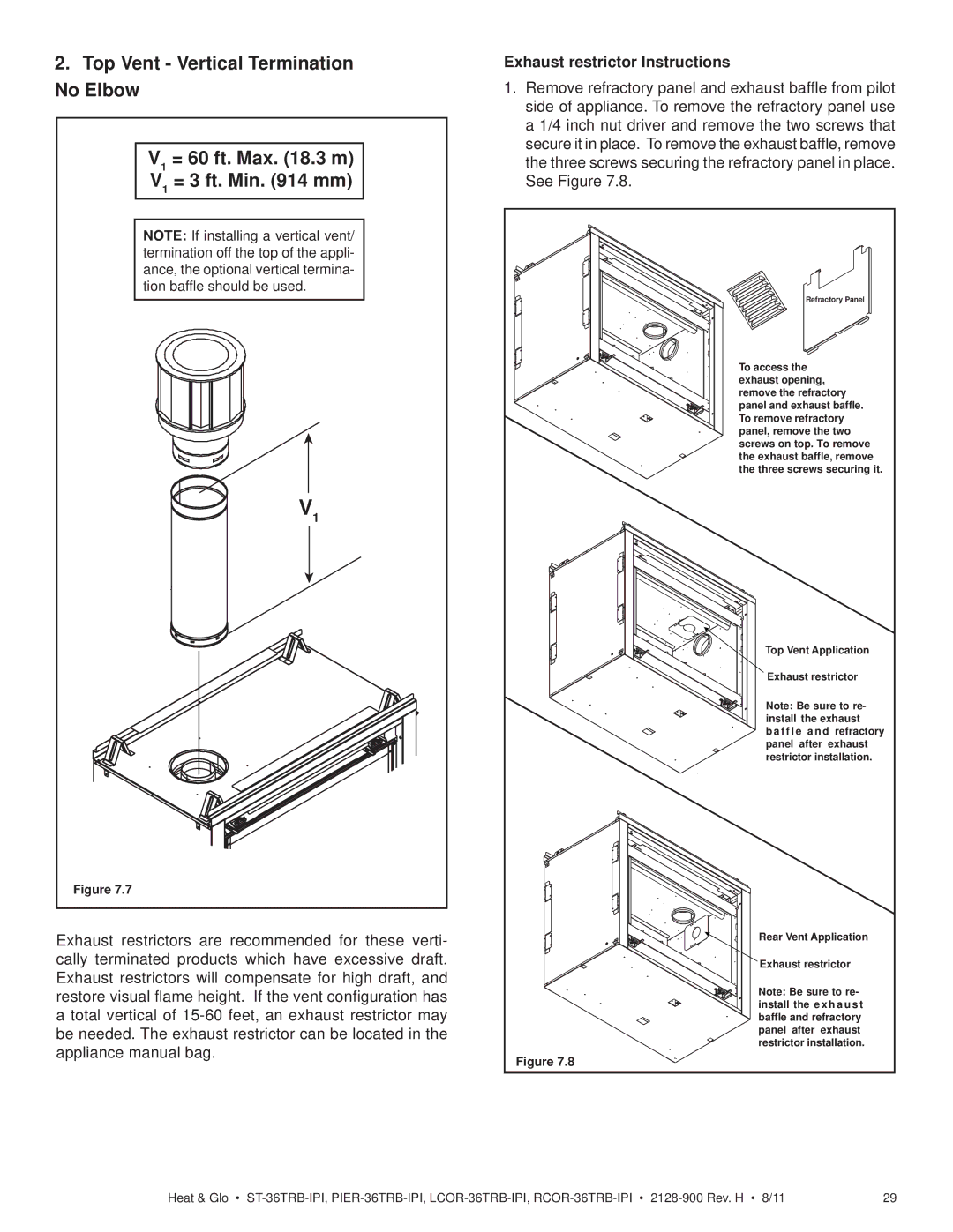 Heat & Glo LifeStyle ST-36TRB-IPI owner manual Exhaust restrictor Instructions 