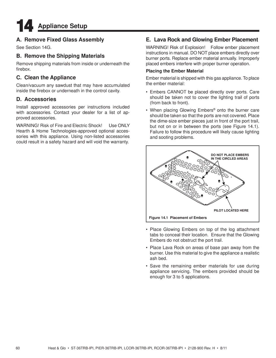 Heat & Glo LifeStyle ST-36TRB-IPI owner manual Appliance Setup 