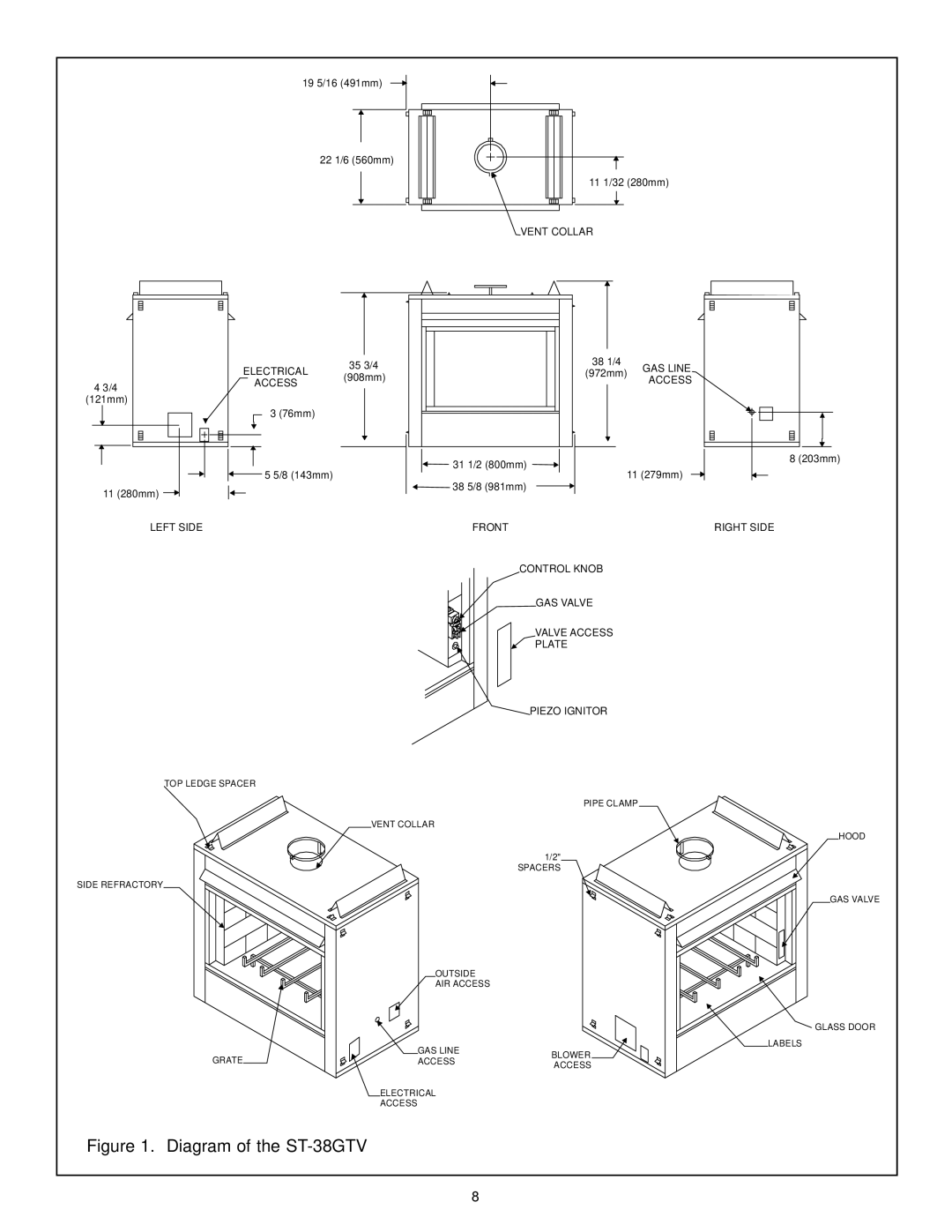 Heat & Glo LifeStyle manual Diagram of the ST-38GTV 