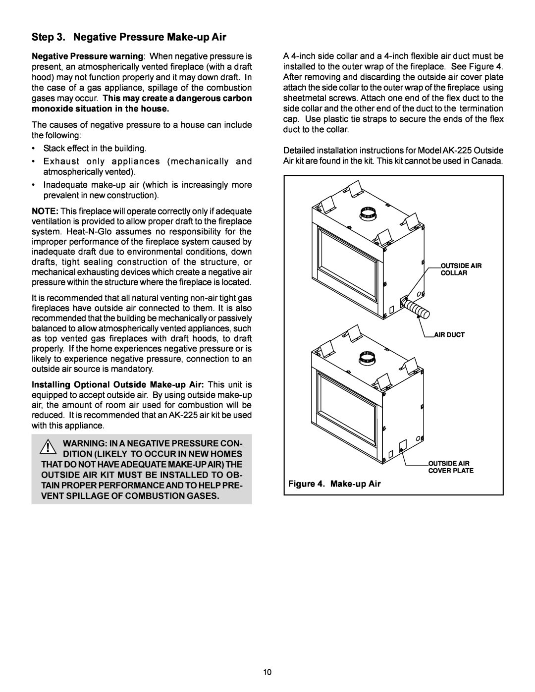Heat & Glo LifeStyle ST-38GTV manual Negative Pressure Make-upAir 