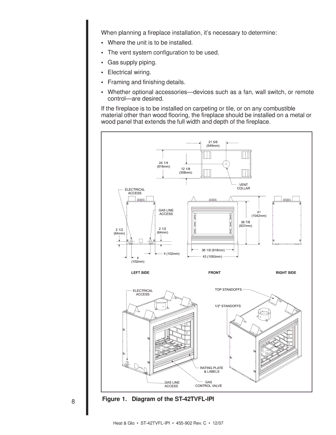 Heat & Glo LifeStyle owner manual Diagram of the ST-42TVFL-IPI 