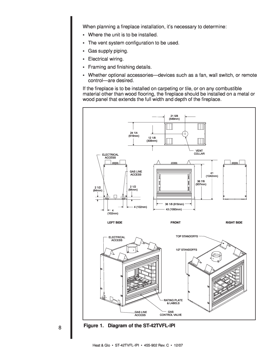 Heat & Glo LifeStyle owner manual Diagram of the ST-42TVFL-IPI 