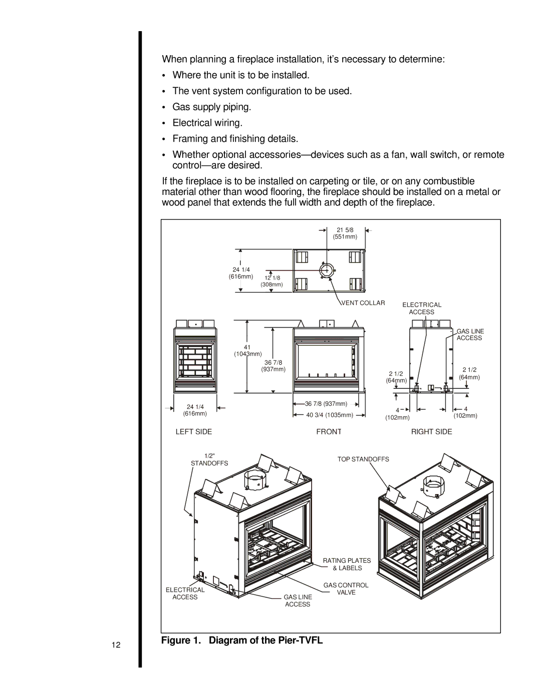 Heat & Glo LifeStyle st-42tvfl manual Diagram of the Pier-TVFL 