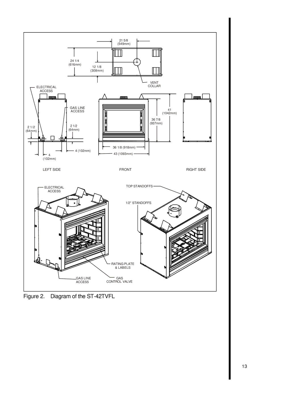 Heat & Glo LifeStyle st-42tvfl manual Diagram of the ST-42TVFL 