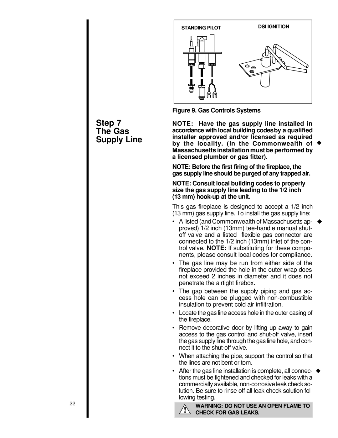 Heat & Glo LifeStyle st-42tvfl manual Step Gas Supply Line 