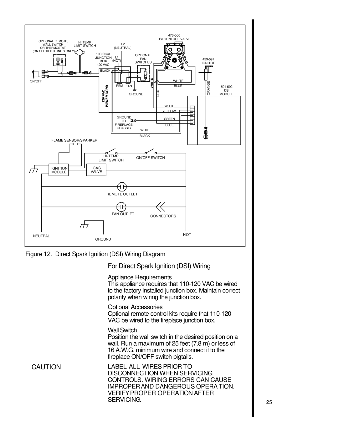 Heat & Glo LifeStyle st-42tvfl manual For Direct Spark Ignition DSI Wiring, Direct Spark Ignition DSI Wiring Diagram 