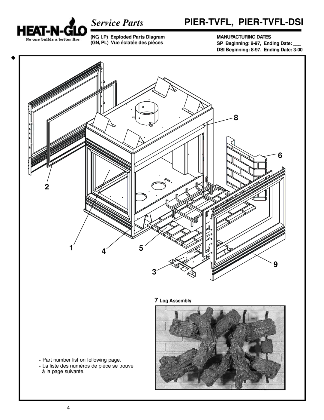 Heat & Glo LifeStyle st-42tvfl manual Service Parts 