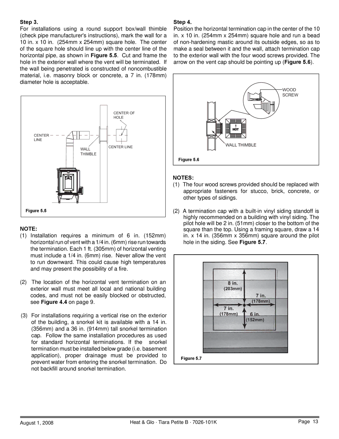 Heat & Glo LifeStyle TIARAP-CTO, TIARAP-CES, TIARAP-BK, TIARAP-BR owner manual 203mm 