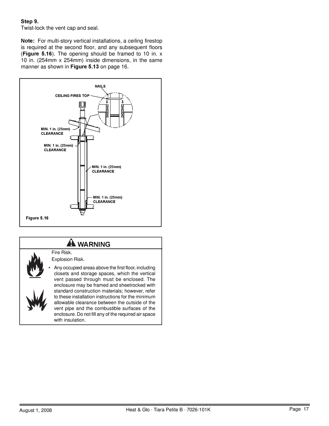 Heat & Glo LifeStyle TIARAP-CTO, TIARAP-CES, TIARAP-BK, TIARAP-BR owner manual Twist-lock the vent cap and seal 