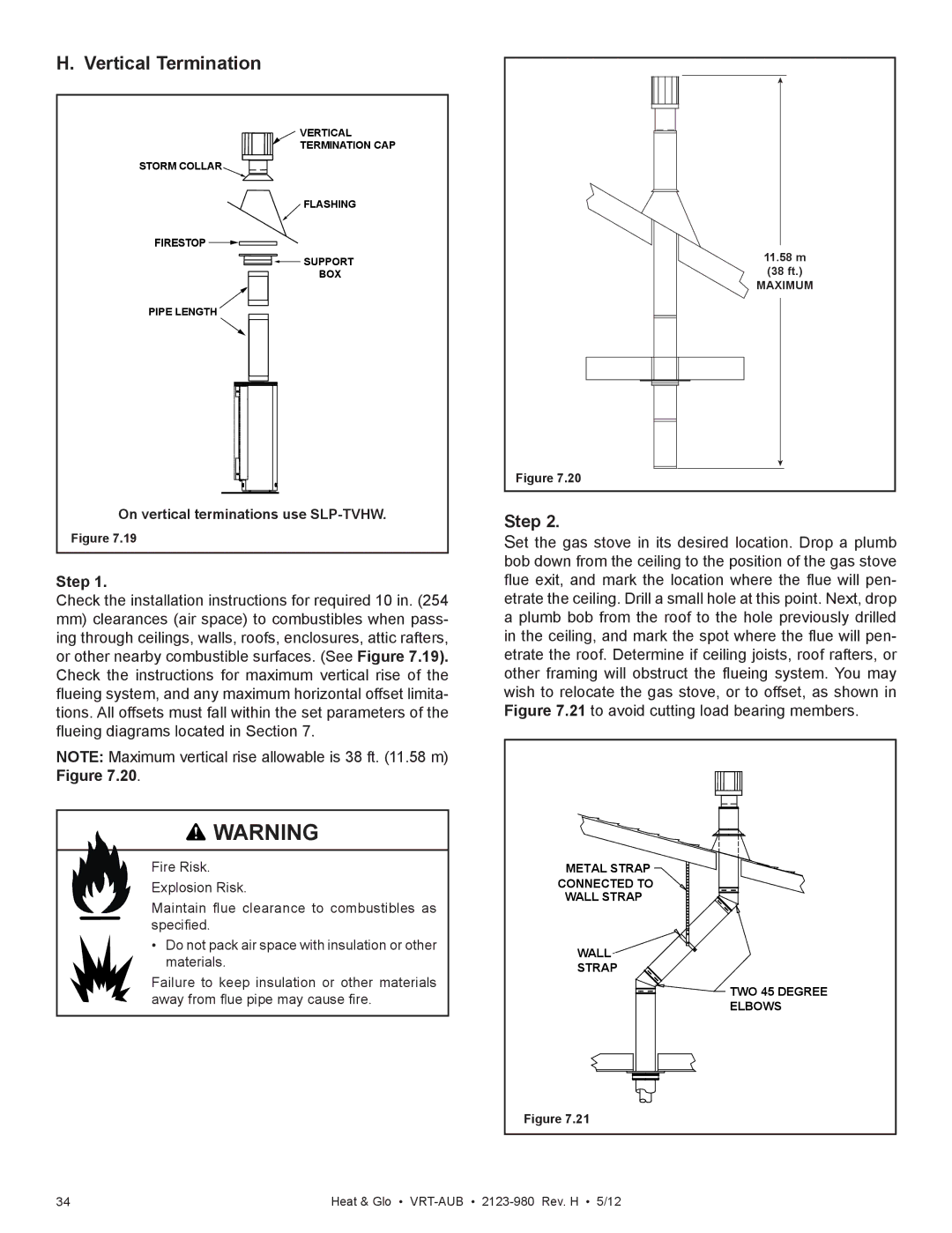 Heat & Glo LifeStyle VRT-BZ-P-AUB, VRT-GY-N-AUB, VRT-GY-P-AUB, VRT-BZ-N-AUB owner manual Vertical Termination, Step 