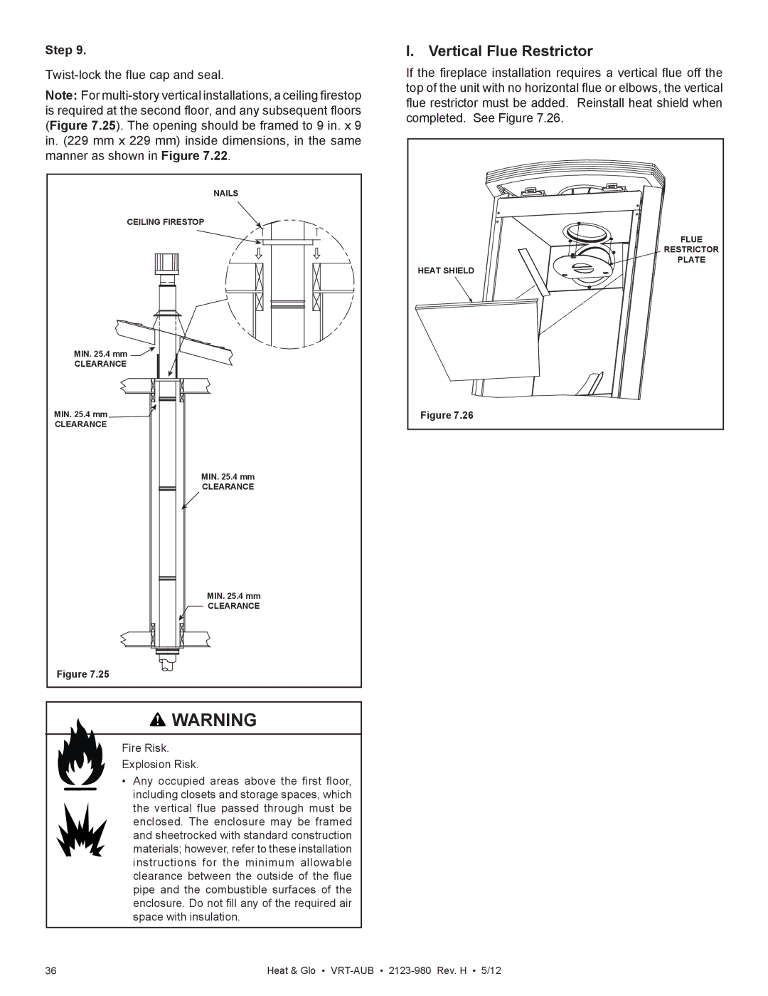 Heat & Glo LifeStyle VRT-GY-N-AUB, VRT-GY-P-AUB, VRT-BZ-P-AUB Vertical Flue Restrictor, Twist-lock the flue cap and seal 