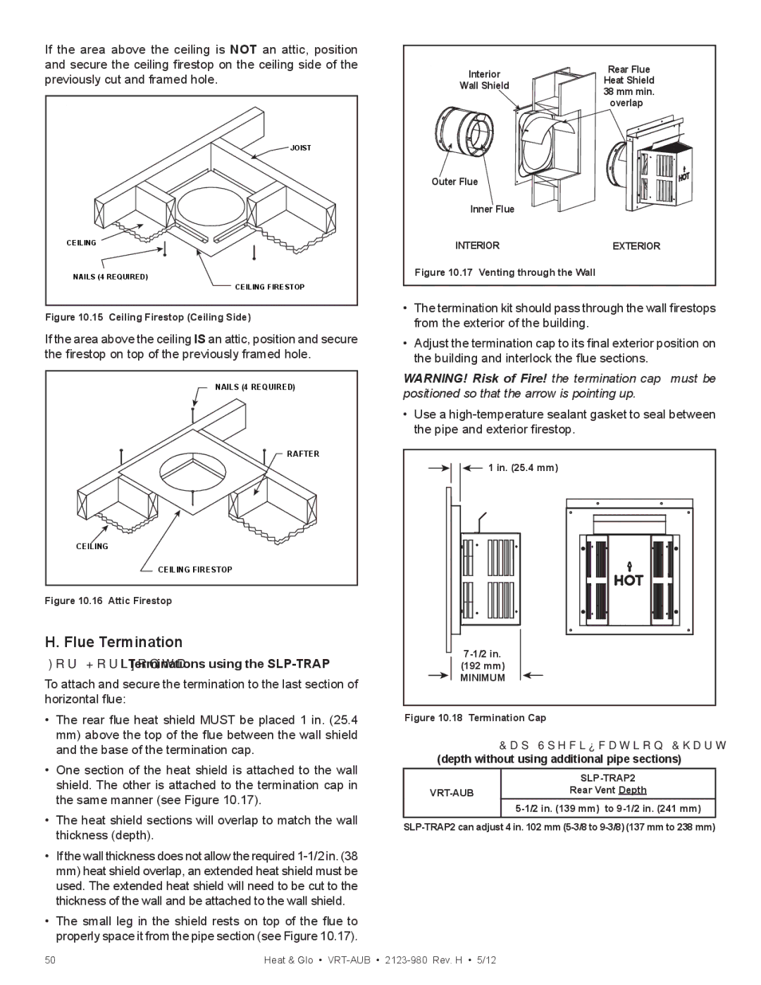 Heat & Glo LifeStyle VRT-BZ-P-AUB, VRT-GY-N-AUB Flue Termination, For Horizontal Terminations using the SLP-TRAP 