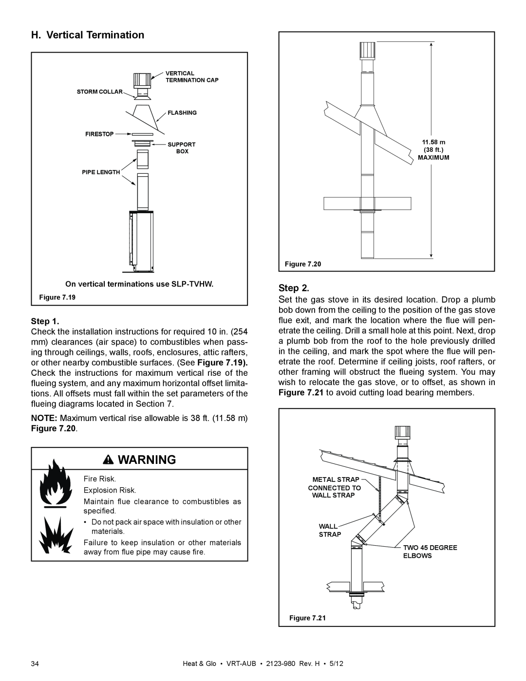 Heat & Glo LifeStyle VRT-BZ-P-AUB, VRT-GY-N-AUB, VRT-GY-P-AUB, VRT-BZ-N-AUB owner manual H. Vertical Termination, Step 