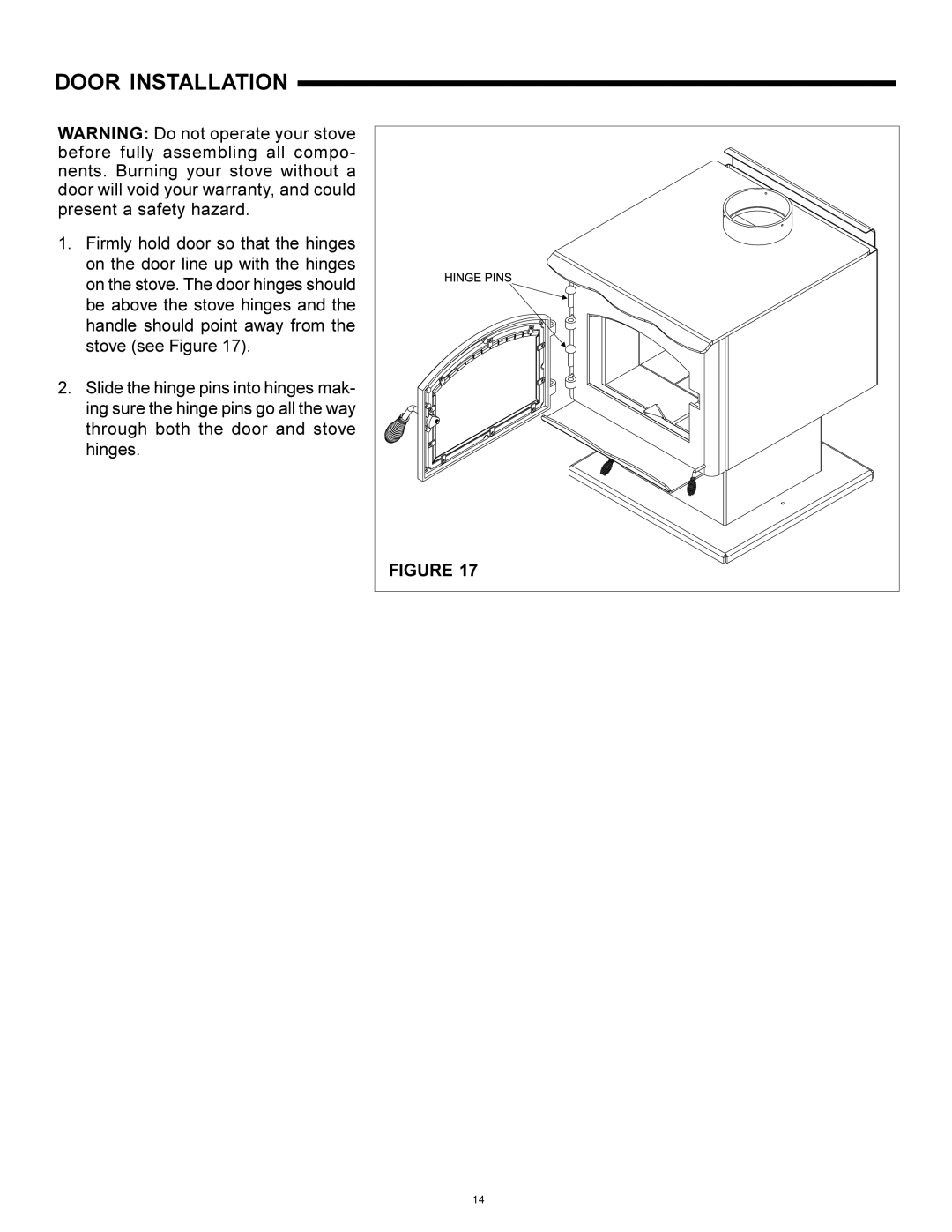 Heat & Glo LifeStyle WS-150, WS-250 installation instructions Door Installation 