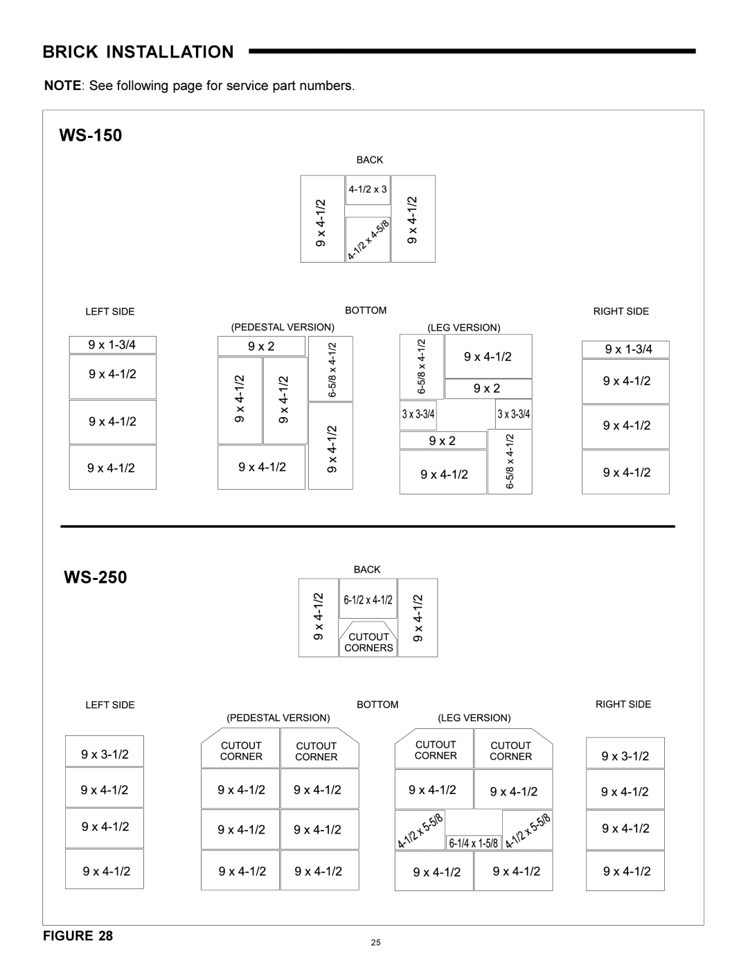 Heat & Glo LifeStyle WS-250, WS-150 installation instructions Brick Installation 