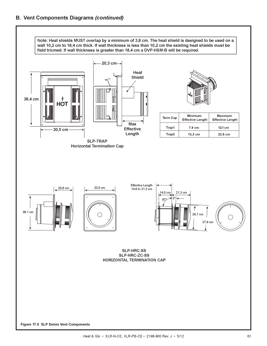 Heat & Glo LifeStyle XLR-PB-CE, XLR-N-CE manual SLP-HRC-SS SLP-HRC-ZC-SS Horizontal Termination CAP 