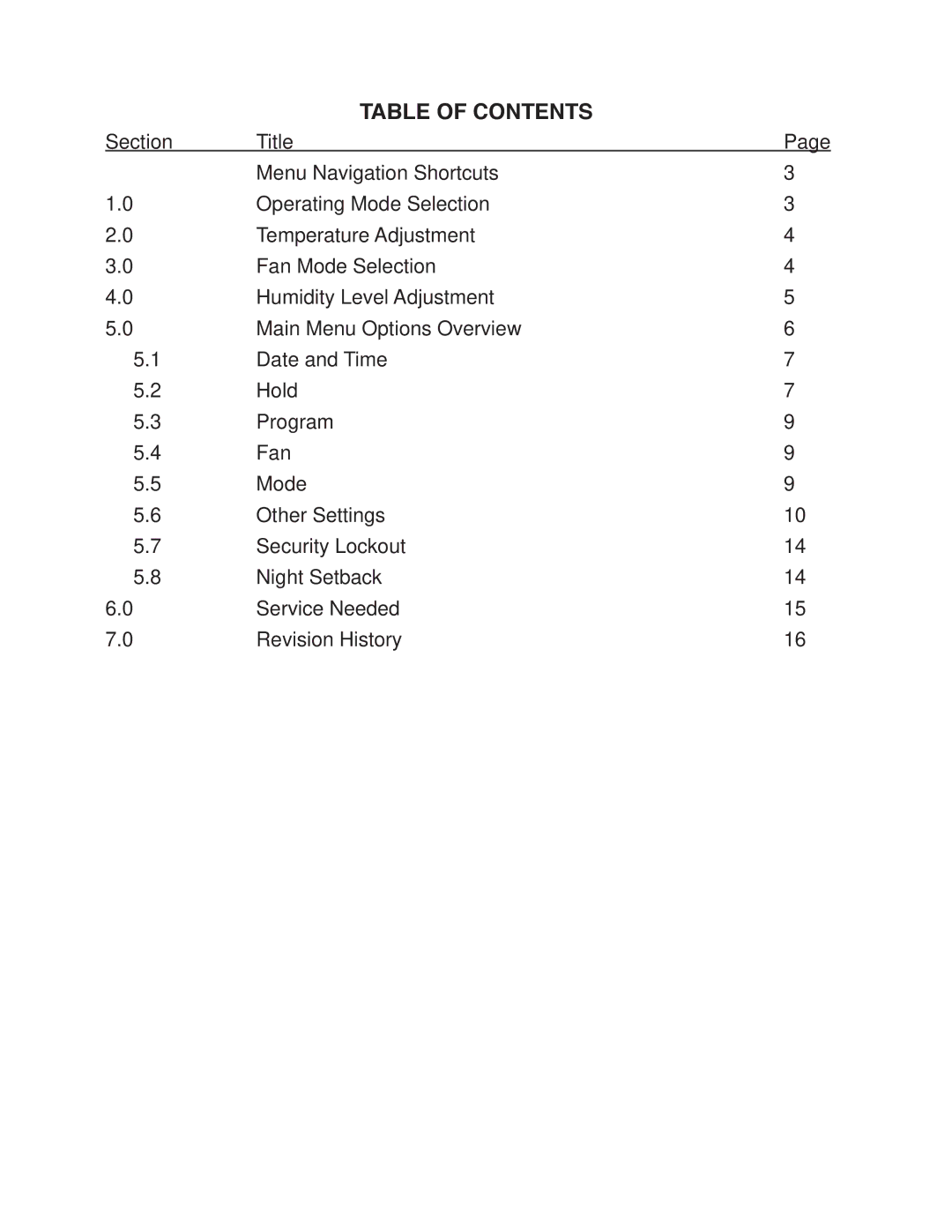 Heat Controller 7602-443 user manual Table of Contents 