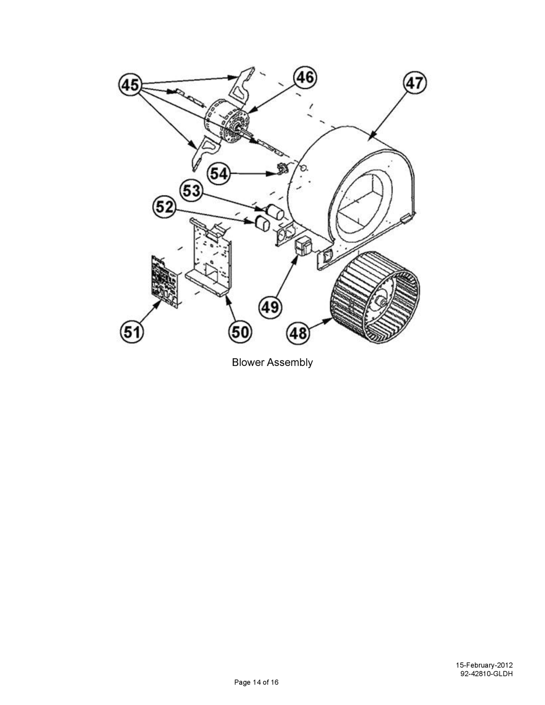 Heat Controller 92-42810-GLDH manual Blower Assembly 