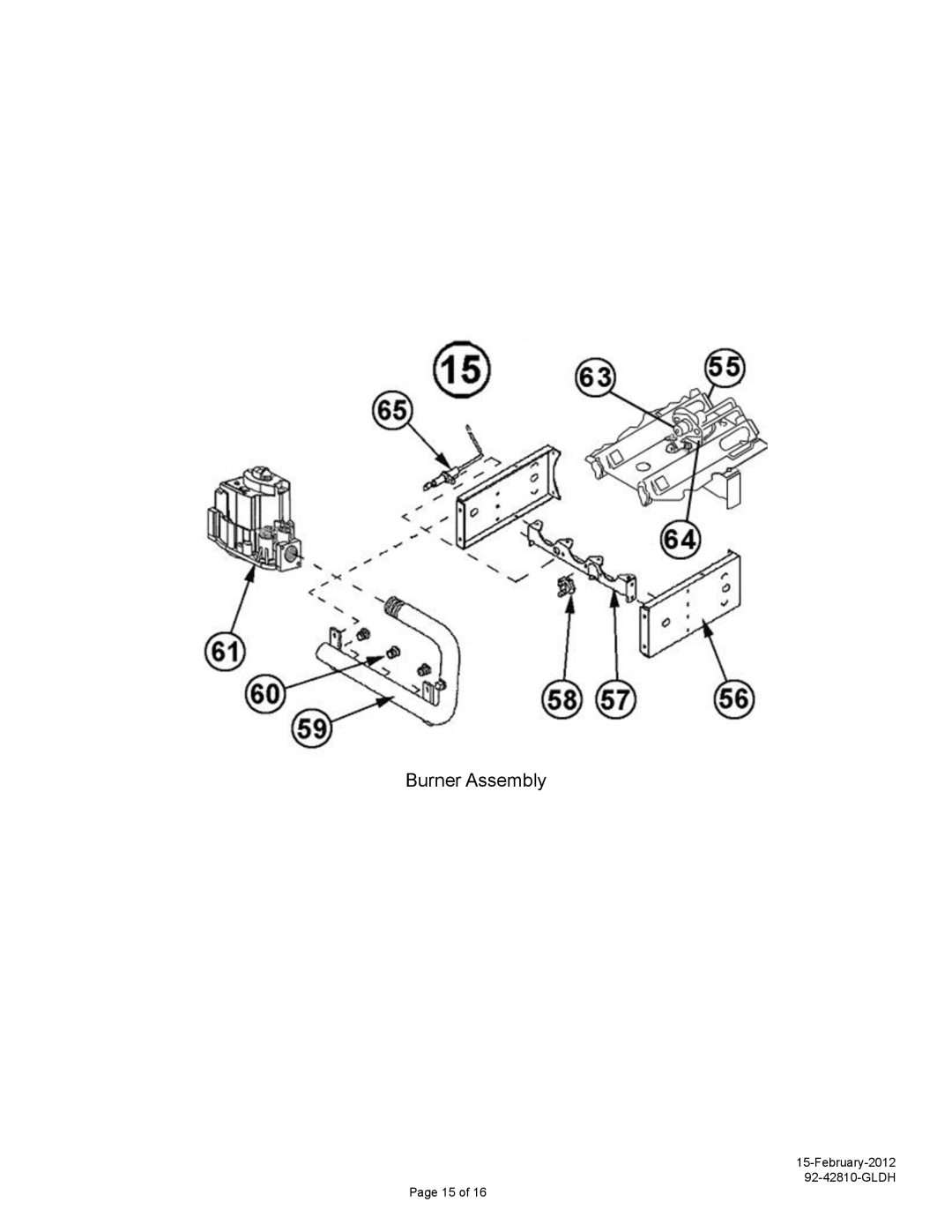 Heat Controller 92-42810-GLDH manual Burner Assembly 