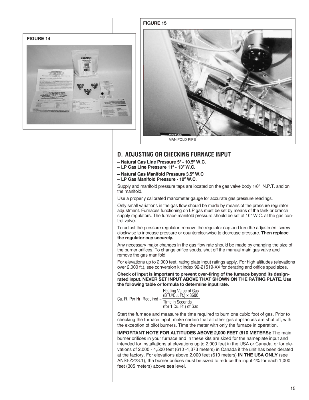 Heat Controller A-13 installation instructions Adjusting or Checking Furnace Input, Regulator cap securely 