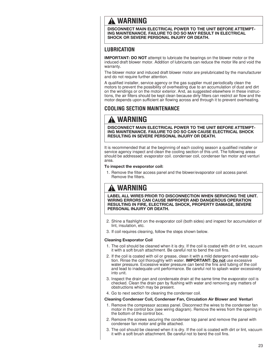 Heat Controller A-13 installation instructions Lubrication, Cooling Section Maintenance 